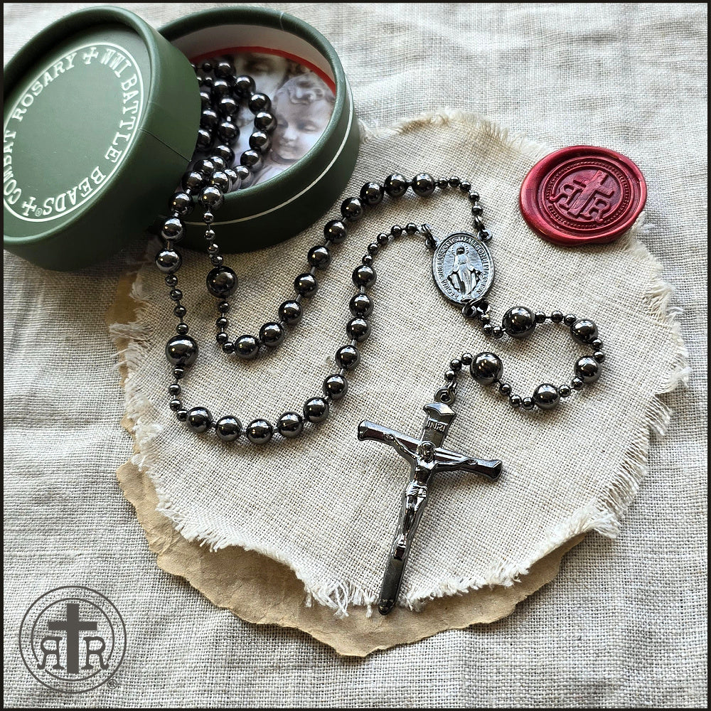 WWI Battle Beads Combat Rosary - Gunmetal Patina