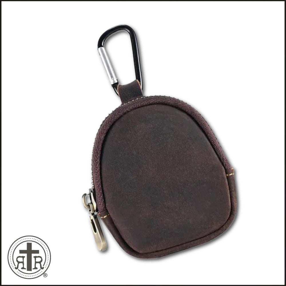 Leather Carabiner Rosary Pouch - Rugged Pouch for Smaller Rosaries