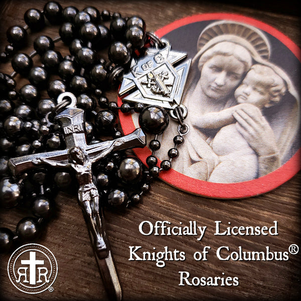 Knights of Columbus Combat WWI Battle Beads Rosary - Gunmetal