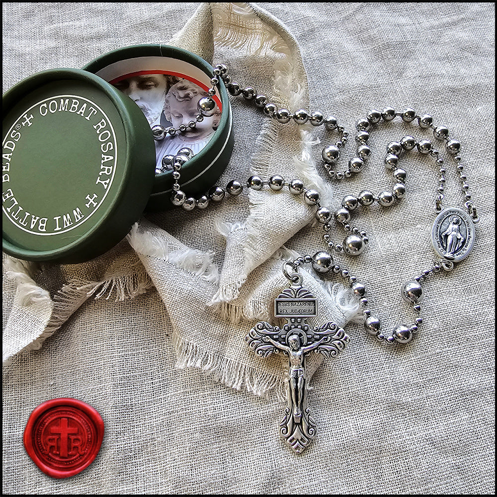 Combat Rosaries from your trusted source since 2012. WWI Battle Beads historical design combat rosaries. Soldier Rosaries and other Catholic gear.