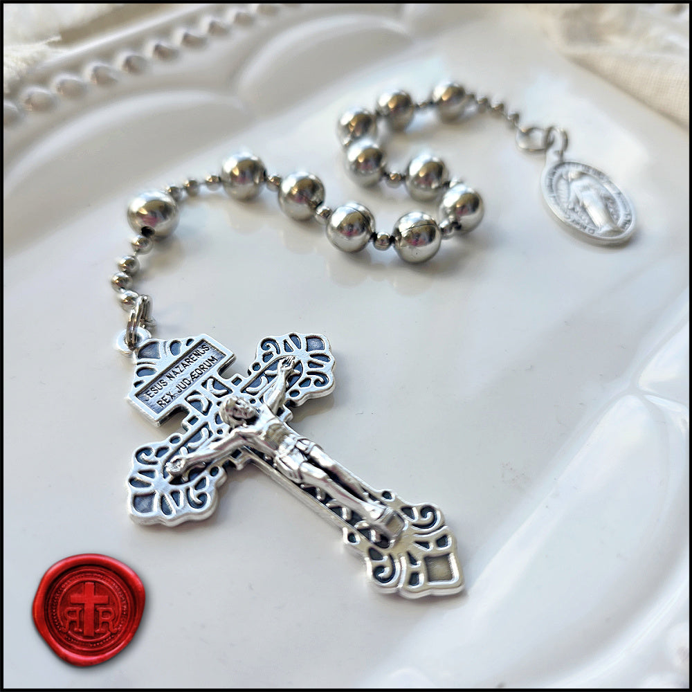 WWI Battle Beads - One Decade Pocket Rosary with Miraculous Medal