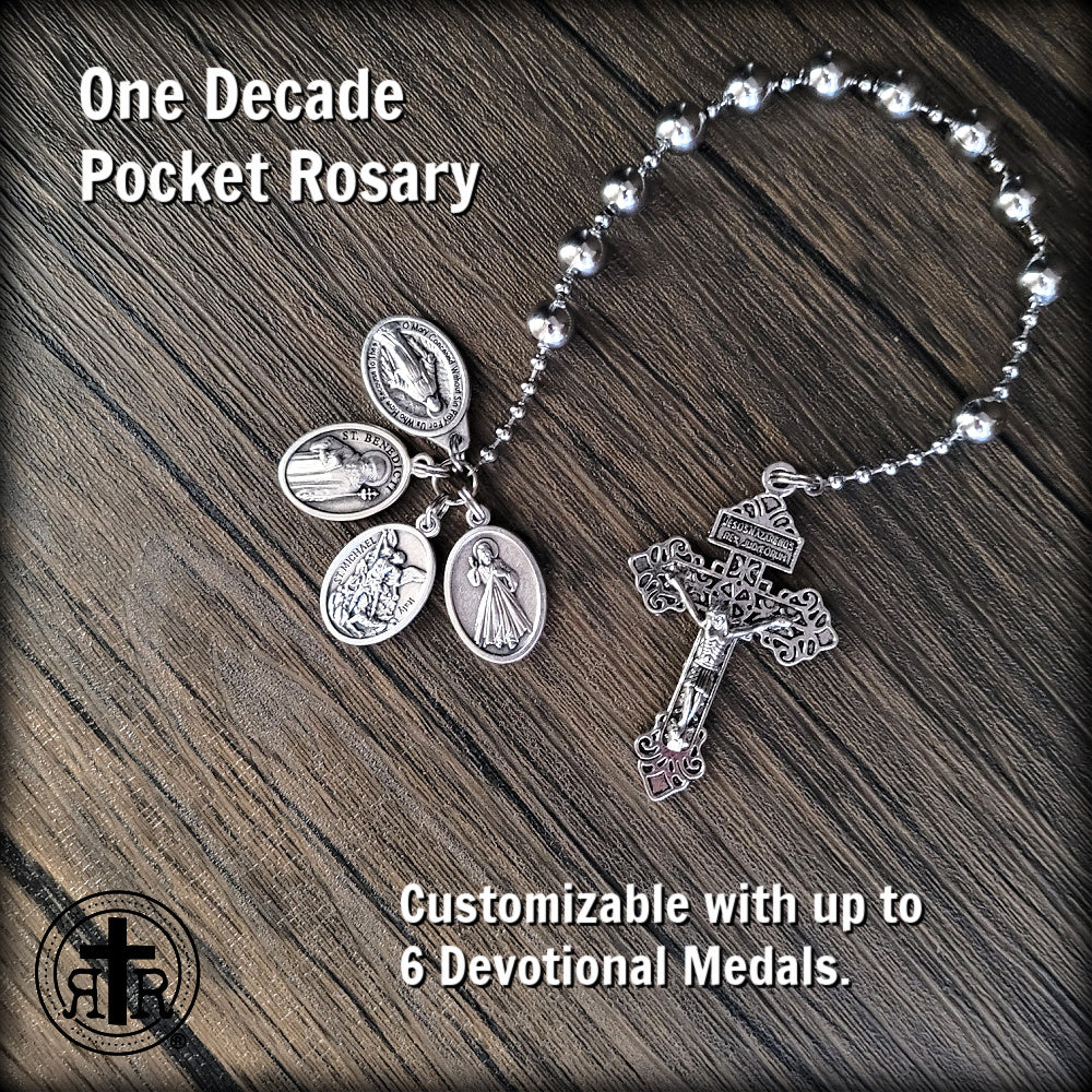 WWI Battle Beads - One Decade Pocket Rosary with Miraculous Medal