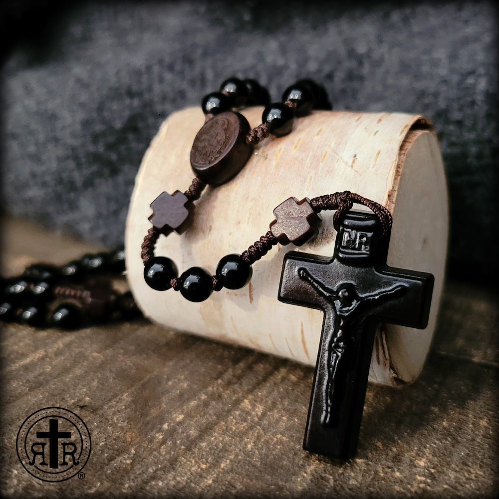Mini Handmade Onyx and Wood Rosary