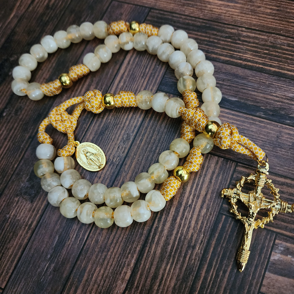 Golden Mother Mary Miraculous Rosary - Full of Grace