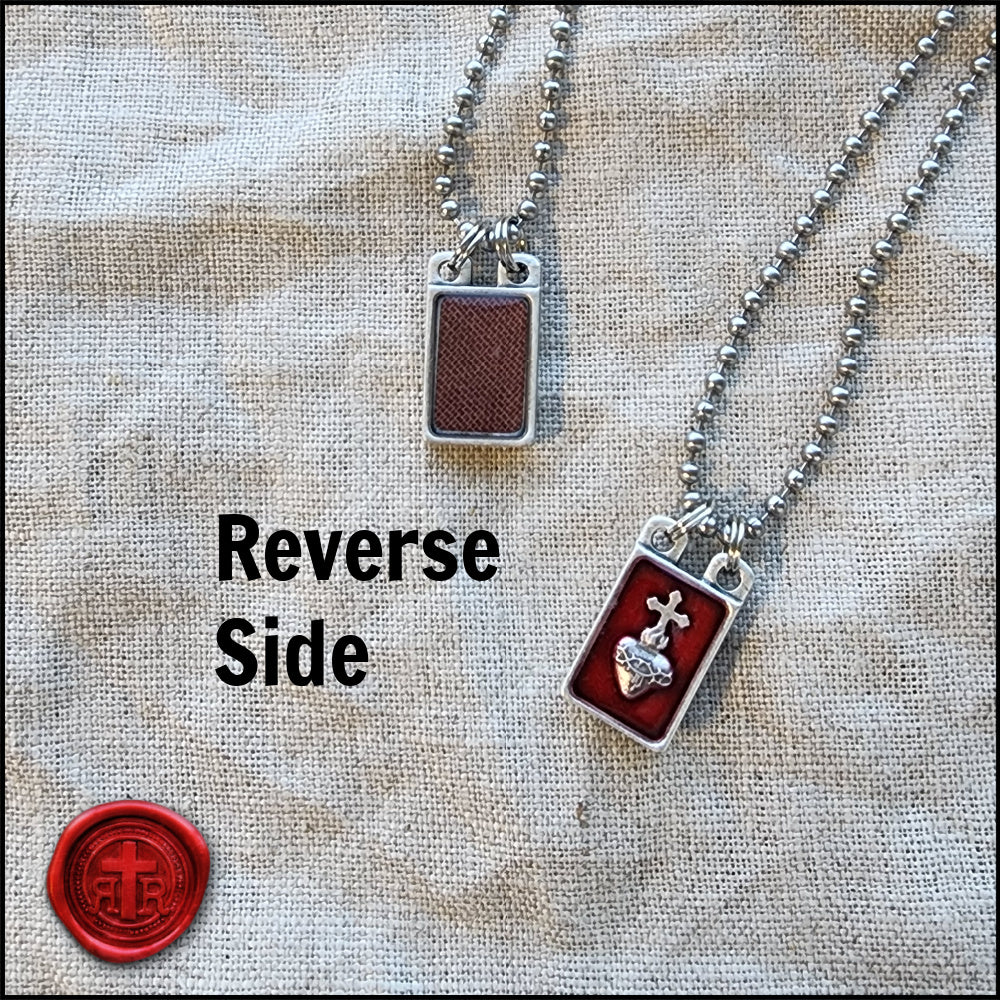 Enameled Scapular with Wool Inserts on Chain -  Powerful Protection Catholic Gifts