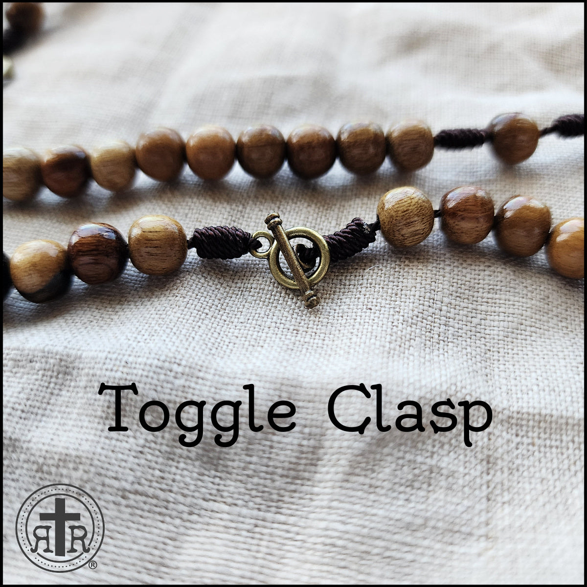 St. Michael Wood Rosary Necklace with Toggle Clasp - Catholic Gifts
