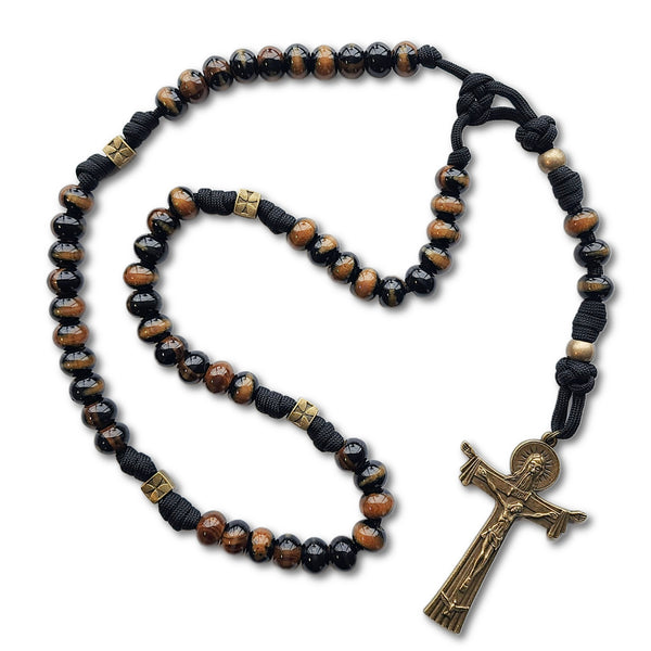 Brown Beaded Paracord Monastic Rosary -Durable Rugged Rosary - Rugged ...