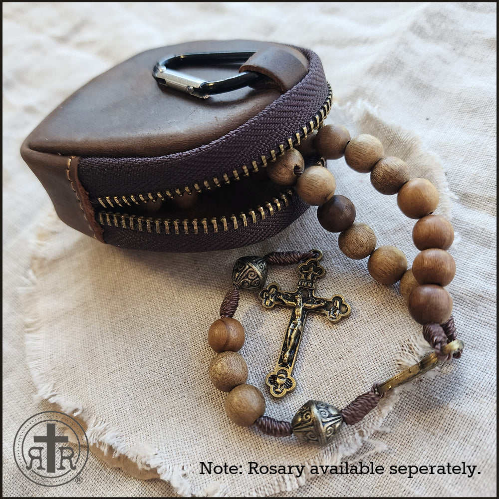 Leather Carabiner Rosary Pouch - Rugged Pouch for Smaller Rosaries