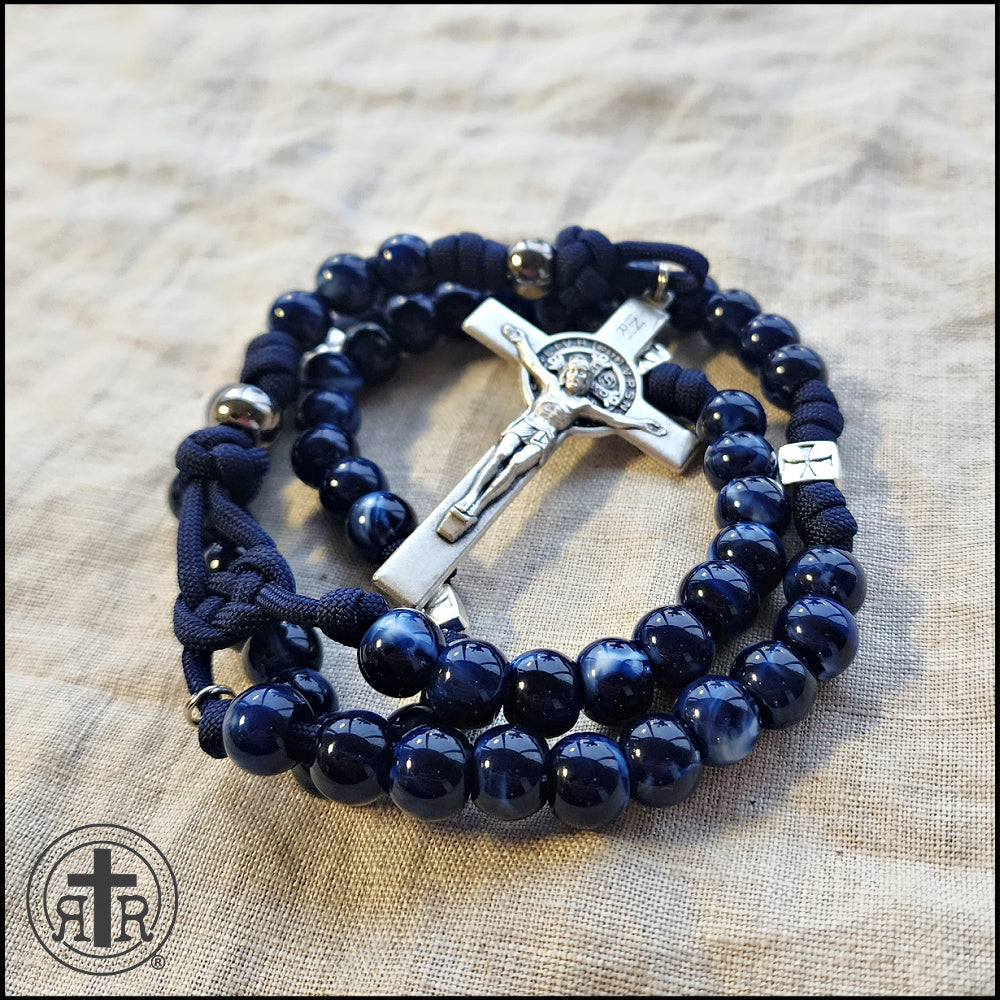 Marian Power Meditation Rosary - Blue Paracord Rugged Rosary