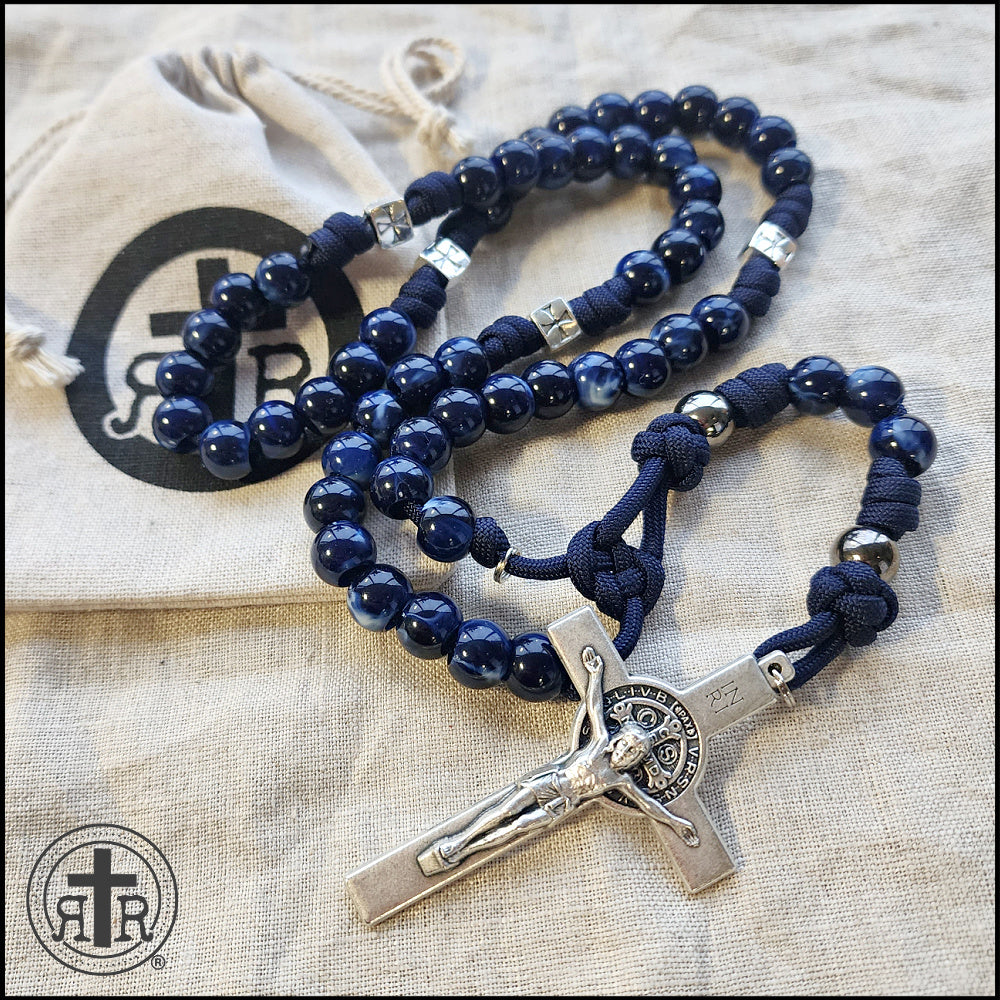 Marian Power Meditation Rosary - Blue Paracord Rugged Rosary