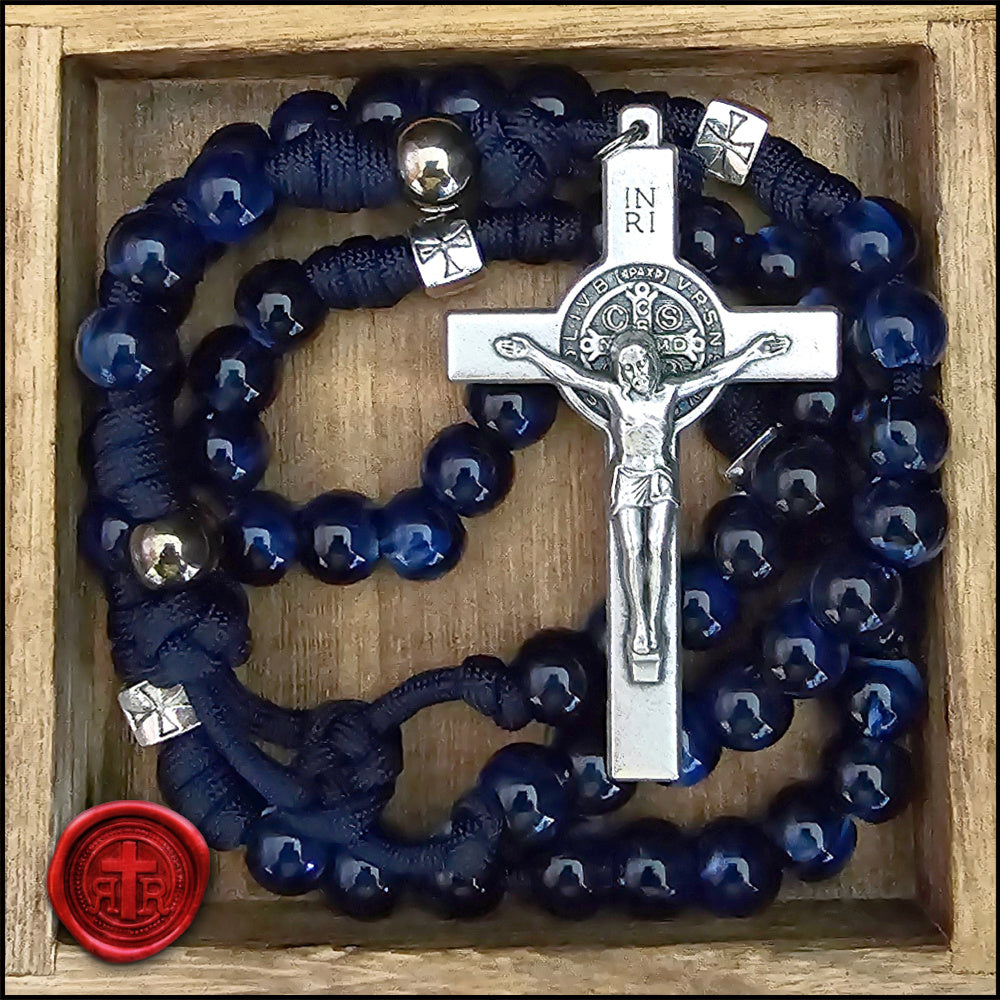 Marian Power Meditation Rosary - Blue Paracord Rugged Rosary