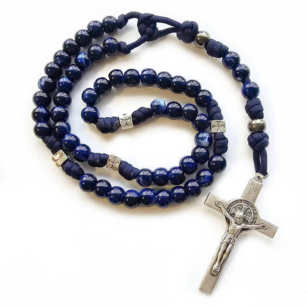 Marian Power Meditation Rosary - Blue Paracord Rugged Rosary