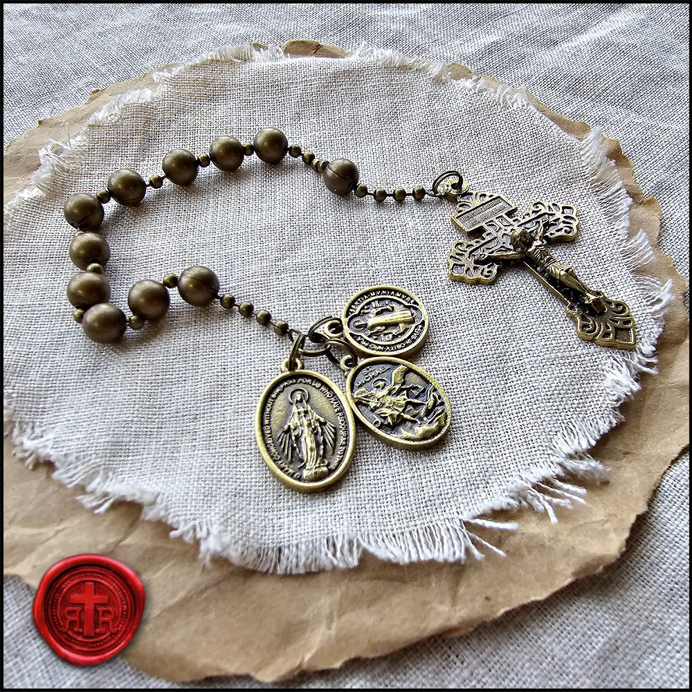 WWI Combat Rosary - Pocket Sized Spiritual Power in Bronze finish