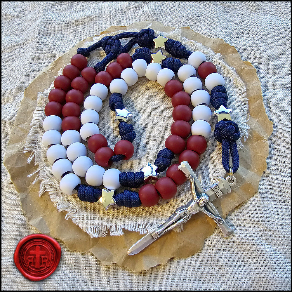 USA Grace and Glory - Red White and Blue Paracord Rosary