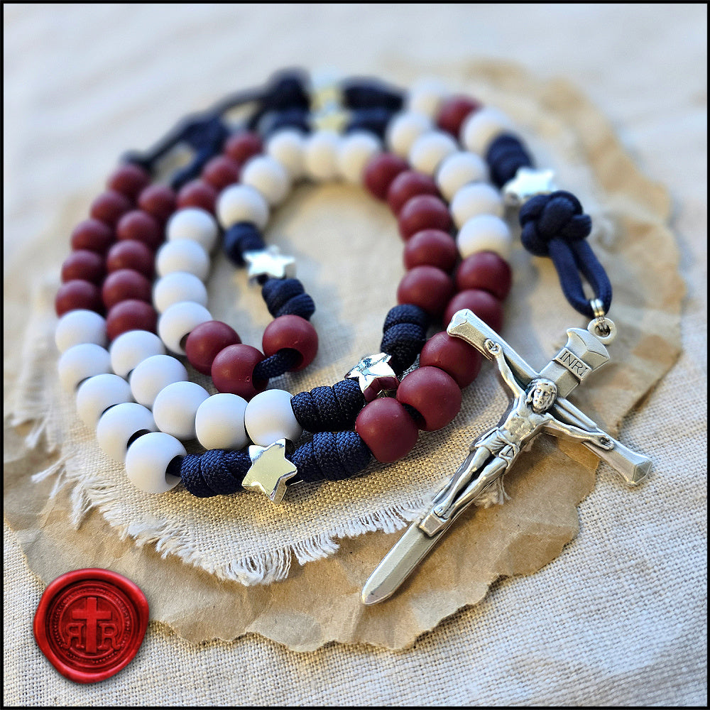 USA Grace and Glory - Red White and Blue Paracord Rosary