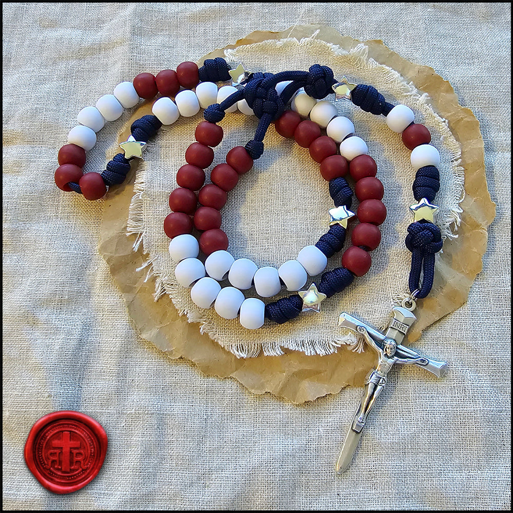 USA Grace and Glory - Red White and Blue Paracord Rosary