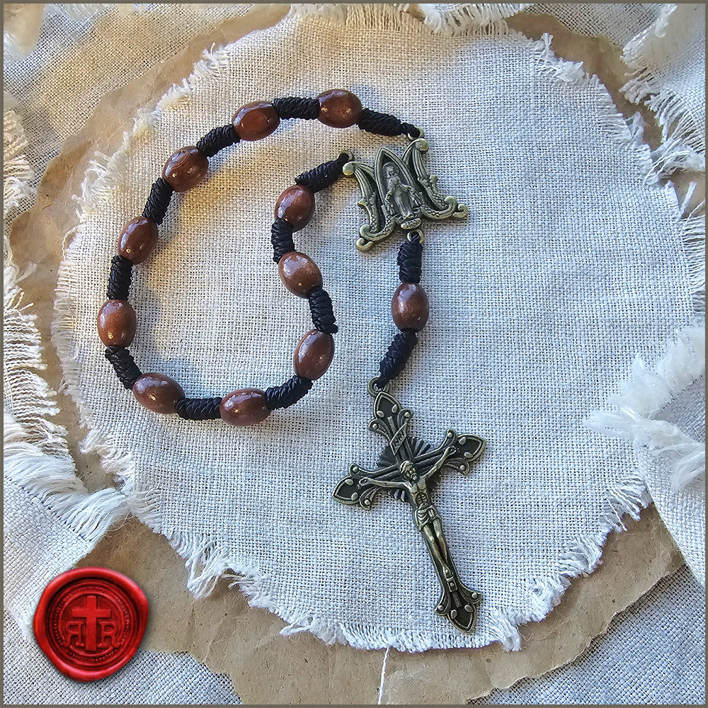 Handcrafted Ave Maria Wooden Pocket Rosary