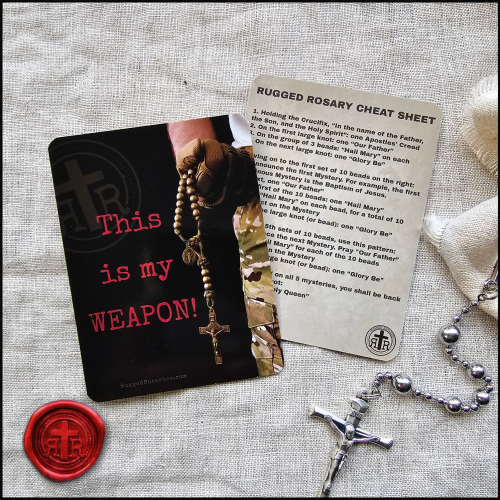 Extra Set of 3 &quot;MY WEAPON/Rosary Cheat Sheet&quot; Cards