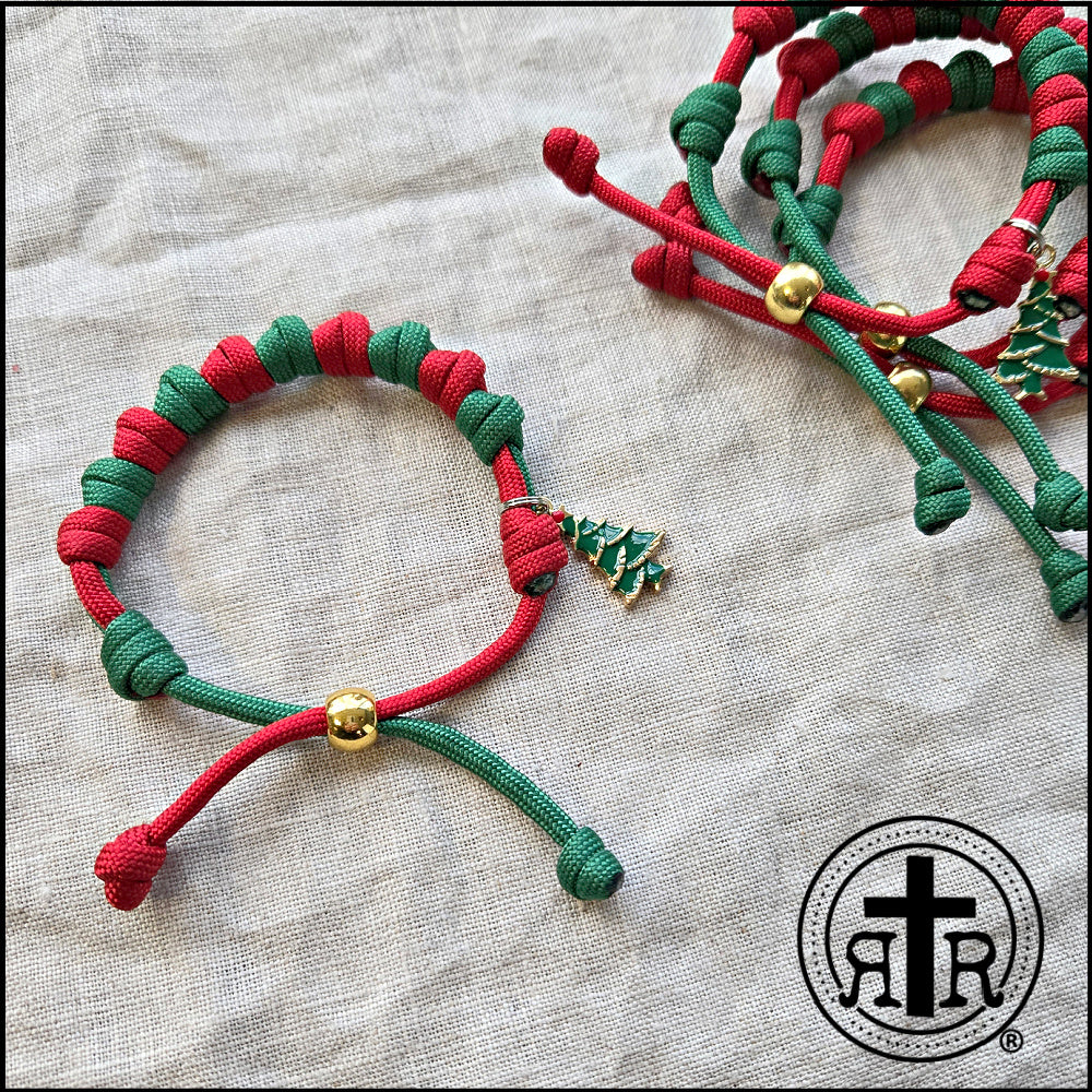 Knotted Christmas Rosary Bracelet - 10 Hail Marys for Christmas