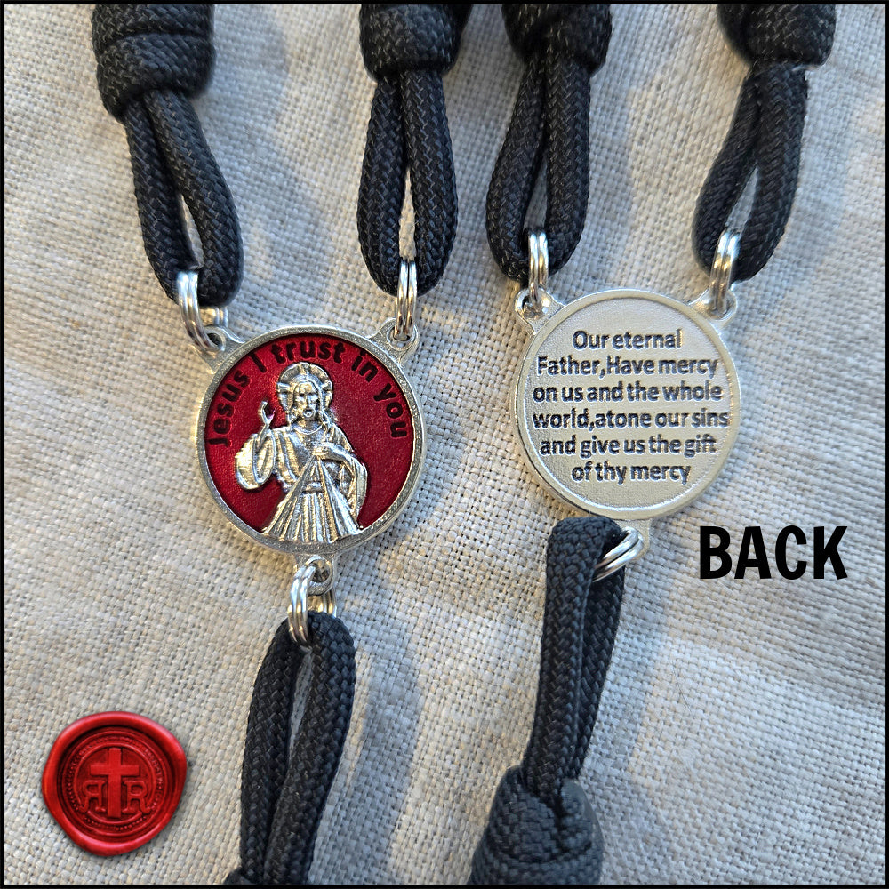 Divine Mercy Red and Ivory Chaplet Paracord Rosary