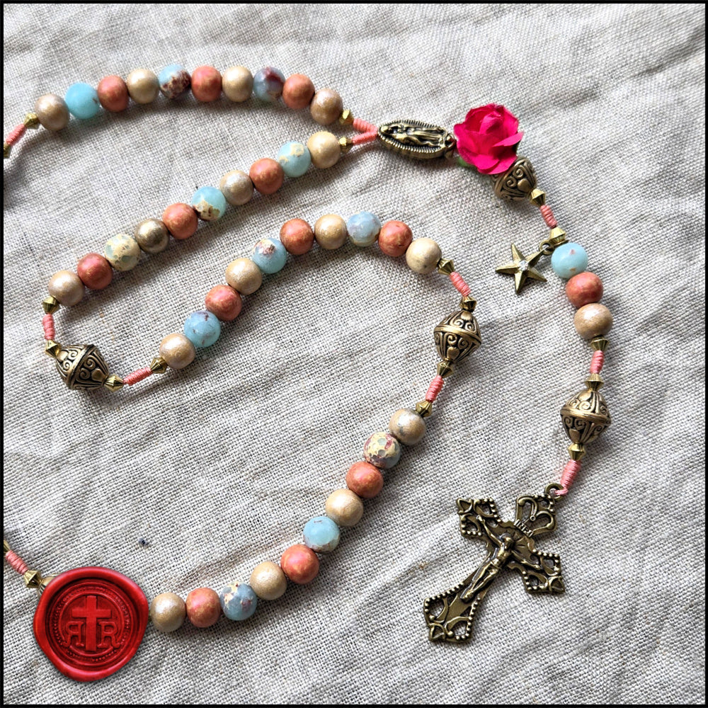 Our Lady of Guadalupe Rose Rosary - Uniquely Handcrafted