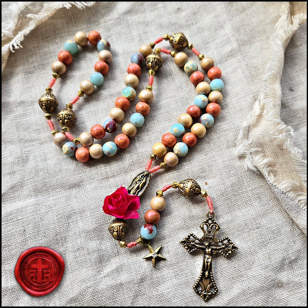 Our Lady of Guadalupe Rose Rosary - Uniquely Handcrafted