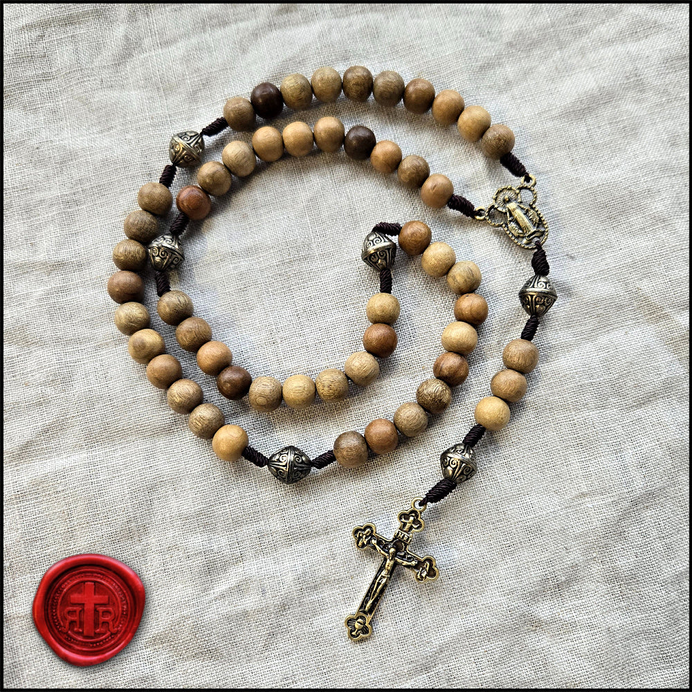 Elegant Handcrafted Natural Wooden Catholic Rosary