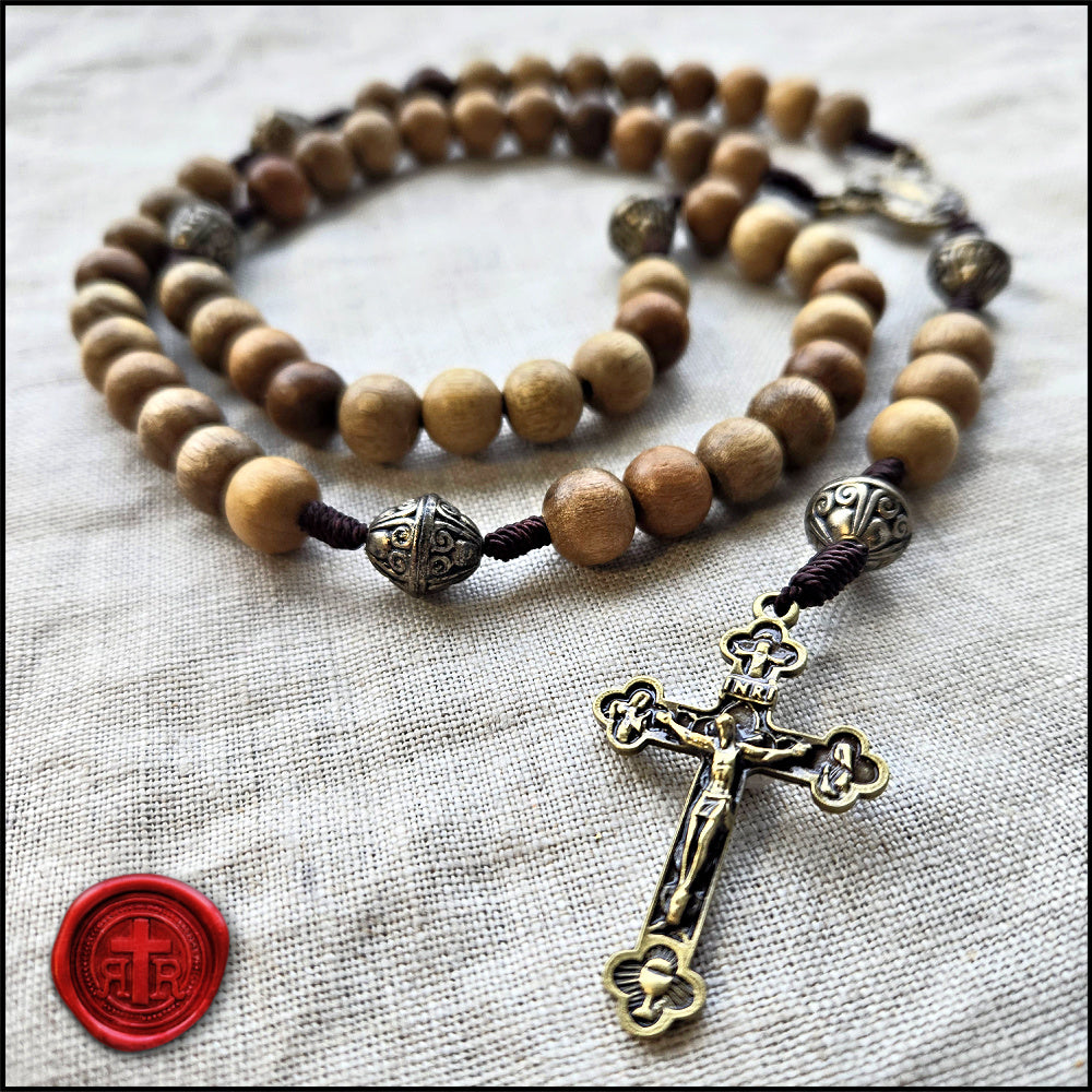 Handmade Wooden Bead Rosary Necklace - Brown Wood & Metal Cross, 45cm Length, Prayer & Meditation Jewelry - View #8