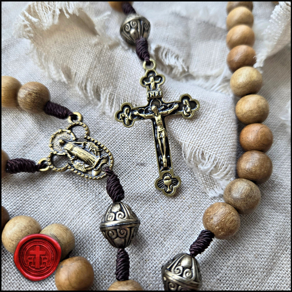 Elegant Handcrafted Natural Wooden Catholic Rosary