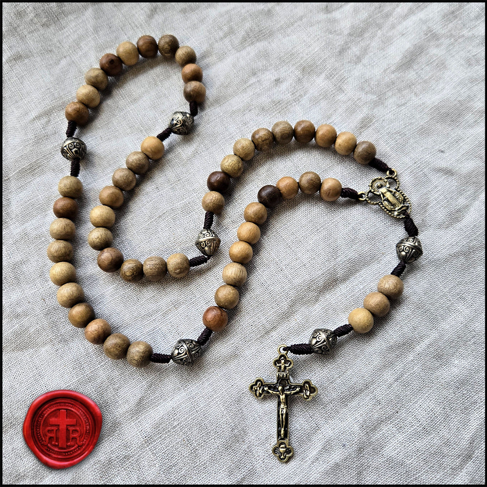 Elegant Handcrafted Natural Wooden Catholic Rosary