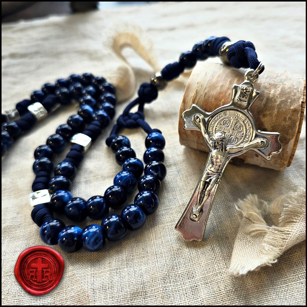 Marian Power Meditation Rosary - Blue Paracord Rugged Rosary