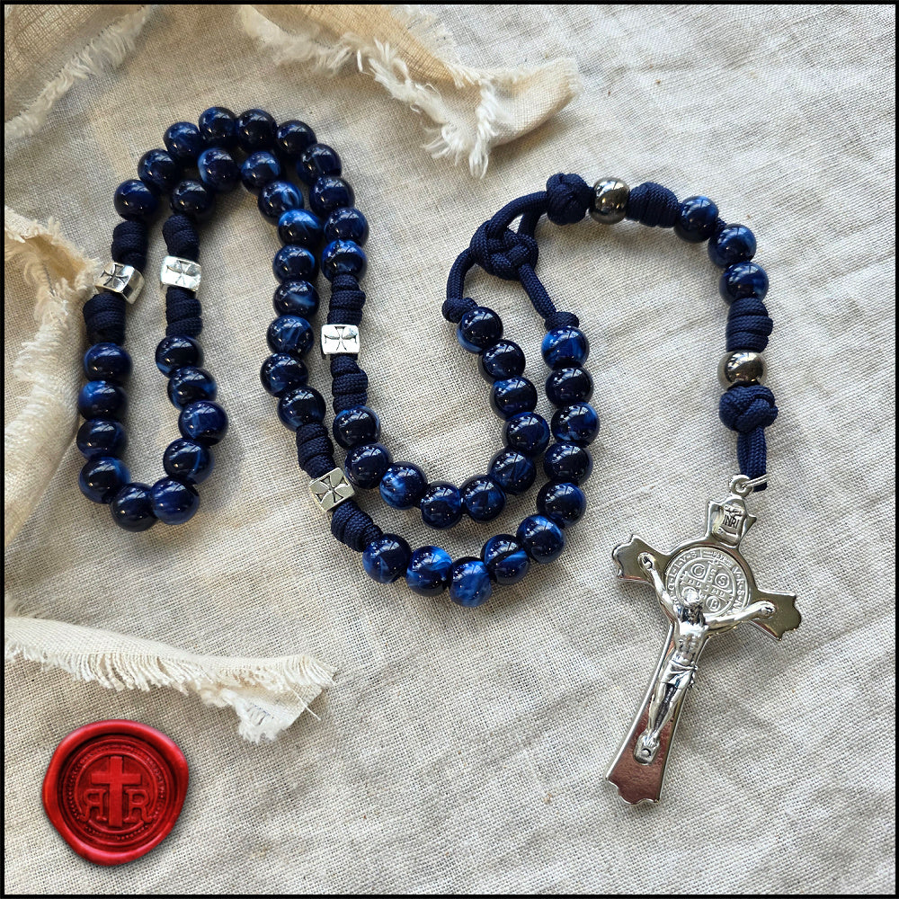 Marian Power Meditation Rosary - Blue Paracord Rugged Rosary