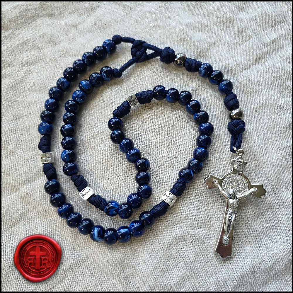 Marian Power Meditation Rosary - Blue Paracord Rugged Rosary