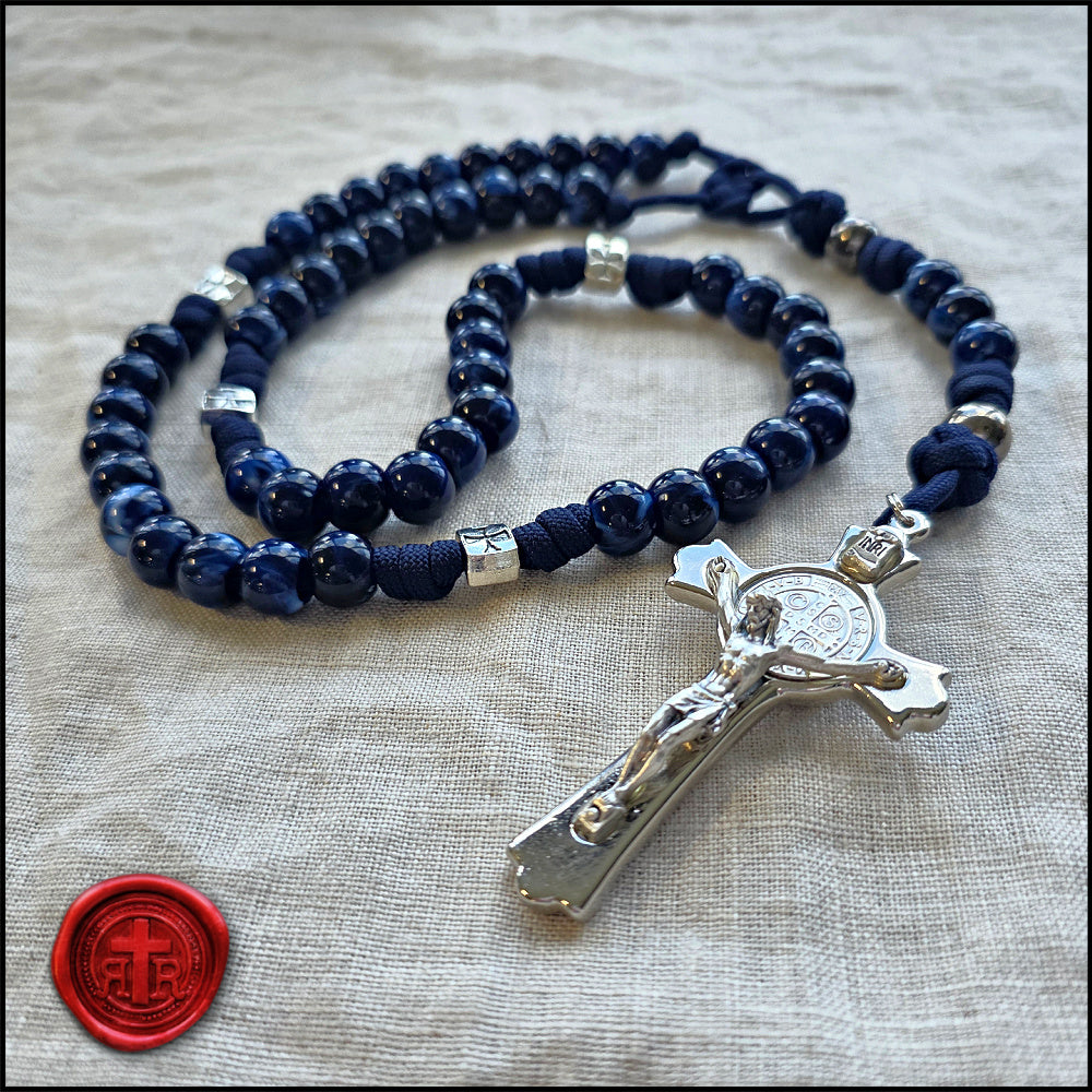 Marian Power Meditation Rosary - Blue Paracord Rugged Rosary