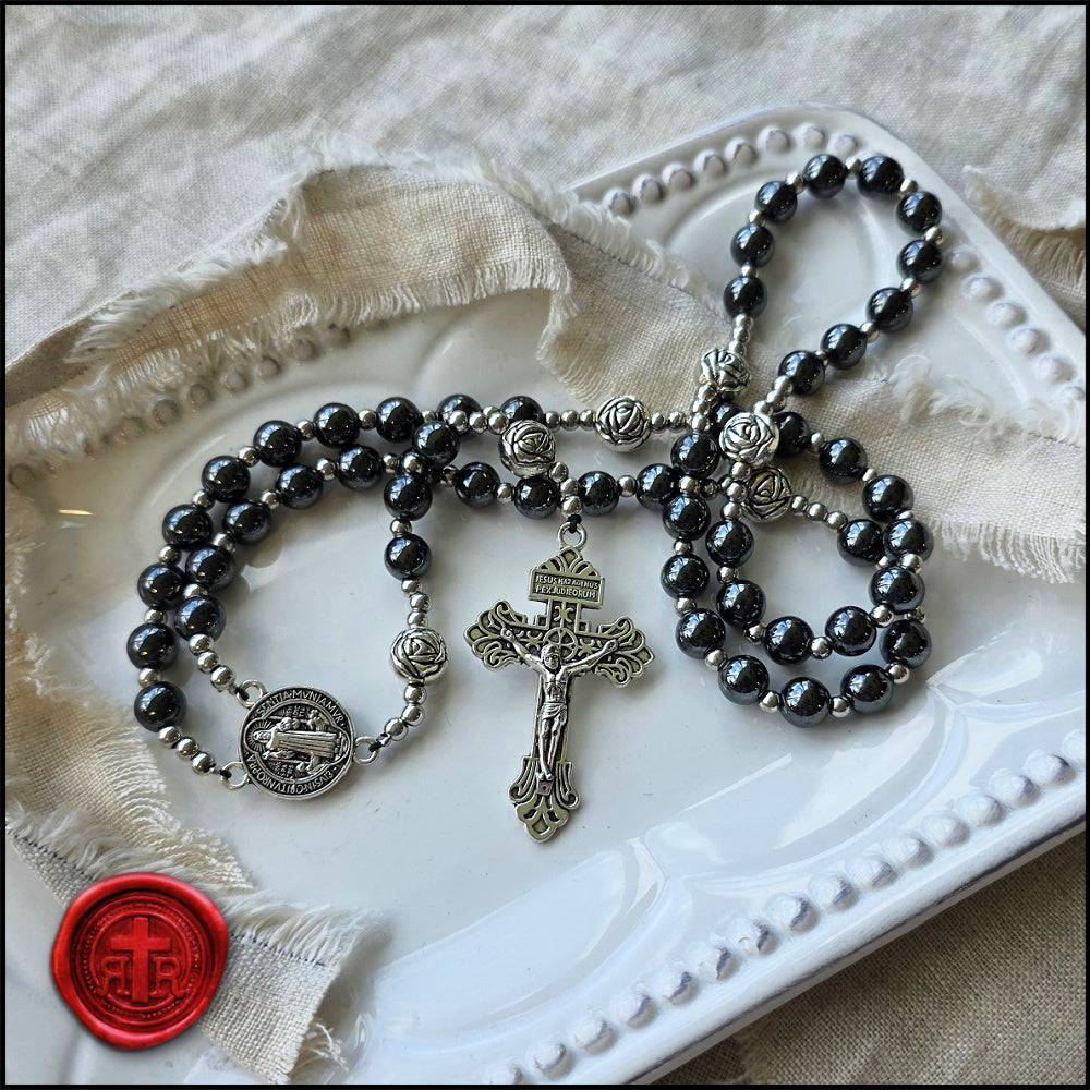 Rosary Beads Catholic Obsidian Necklace FISYOURS Rosary Necklace