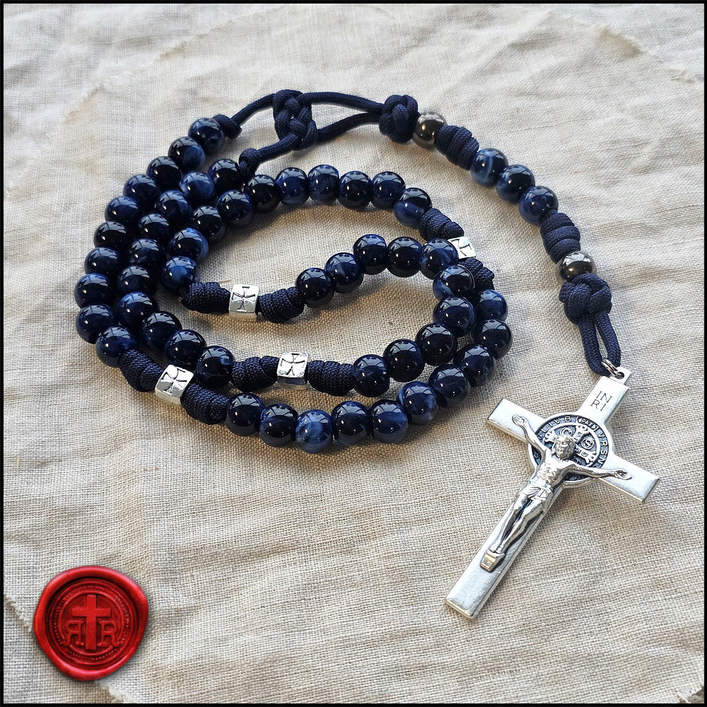 Marian Power Meditation Rosary - Blue Paracord Rugged Rosary