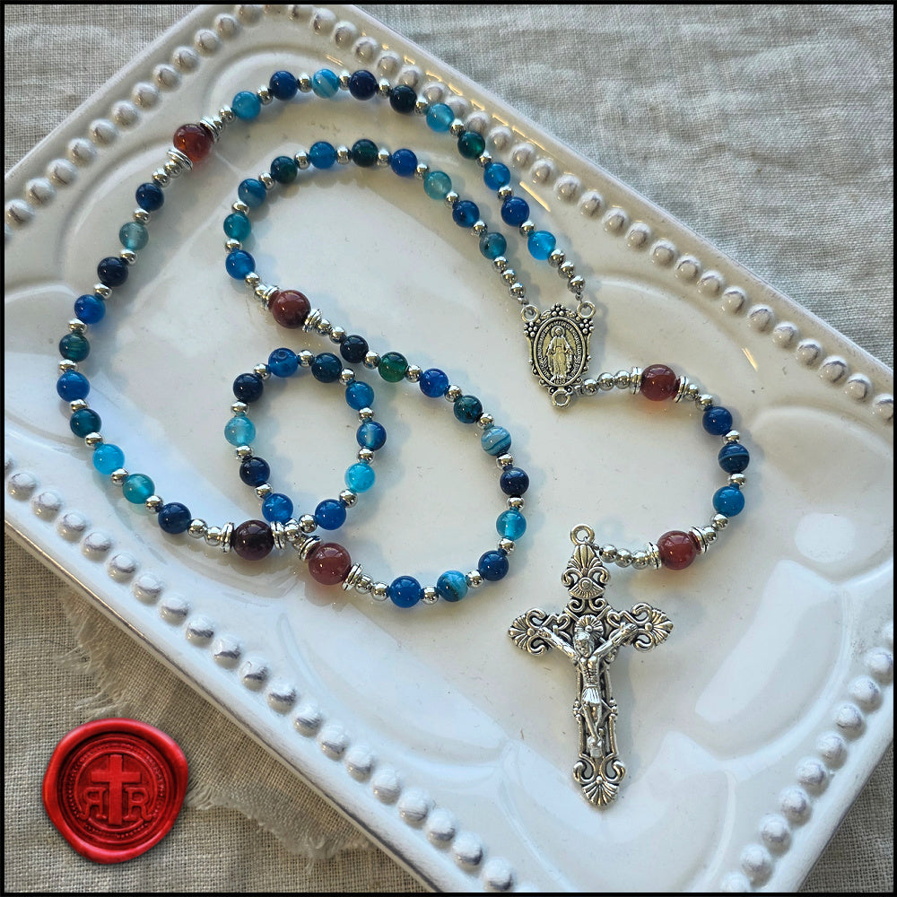 Heaven and Earth Rosary Genuine Agate Beautiful Catholic Gifts