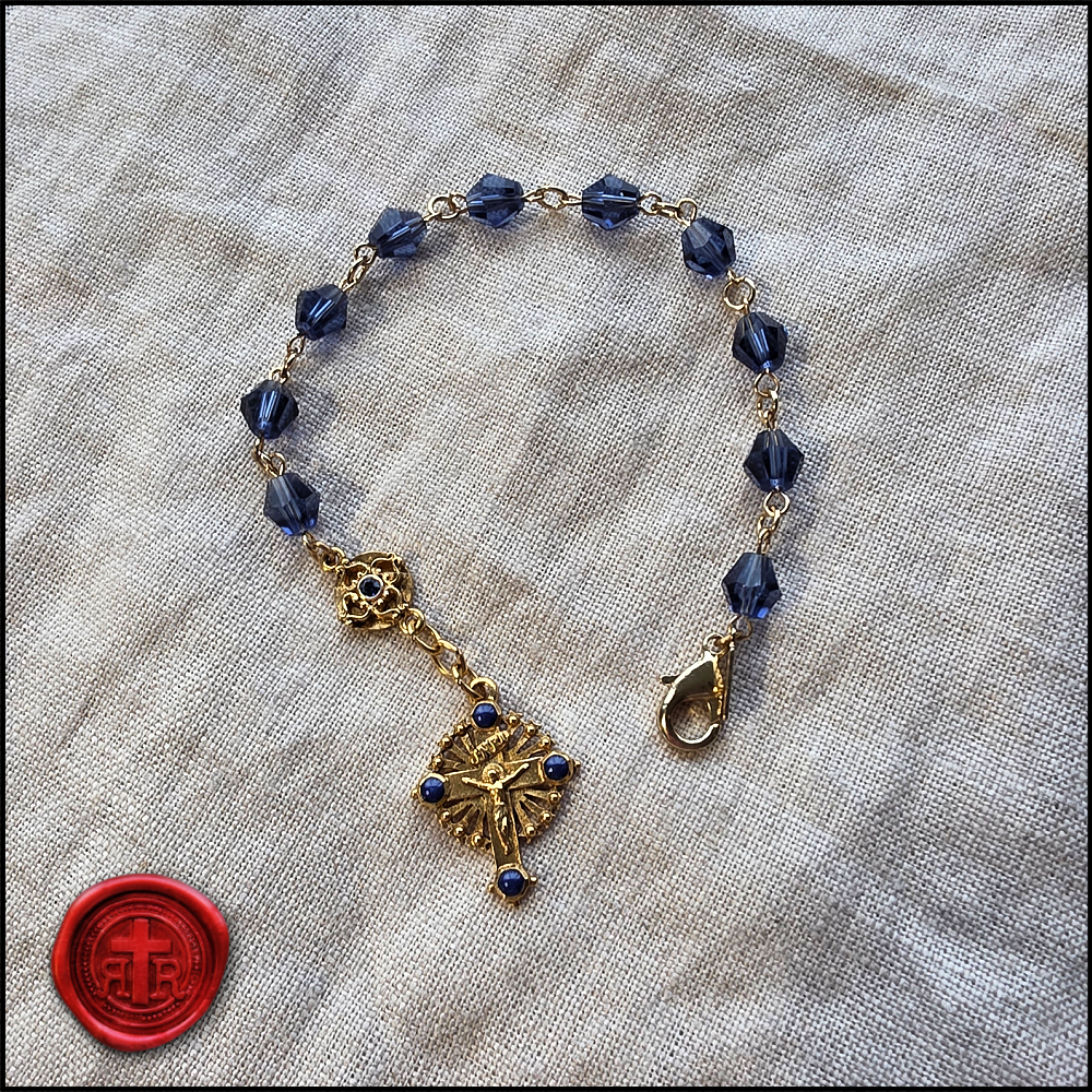 Lovely Gold and Crystal Windows to Heaven Rosary Bracelet