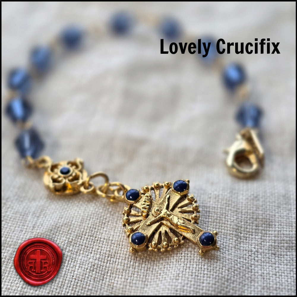 Lovely Gold and Crystal Windows to Heaven Rosary Bracelet