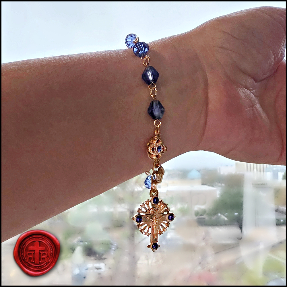 Lovely Gold and Crystal Windows to Heaven Rosary Bracelet