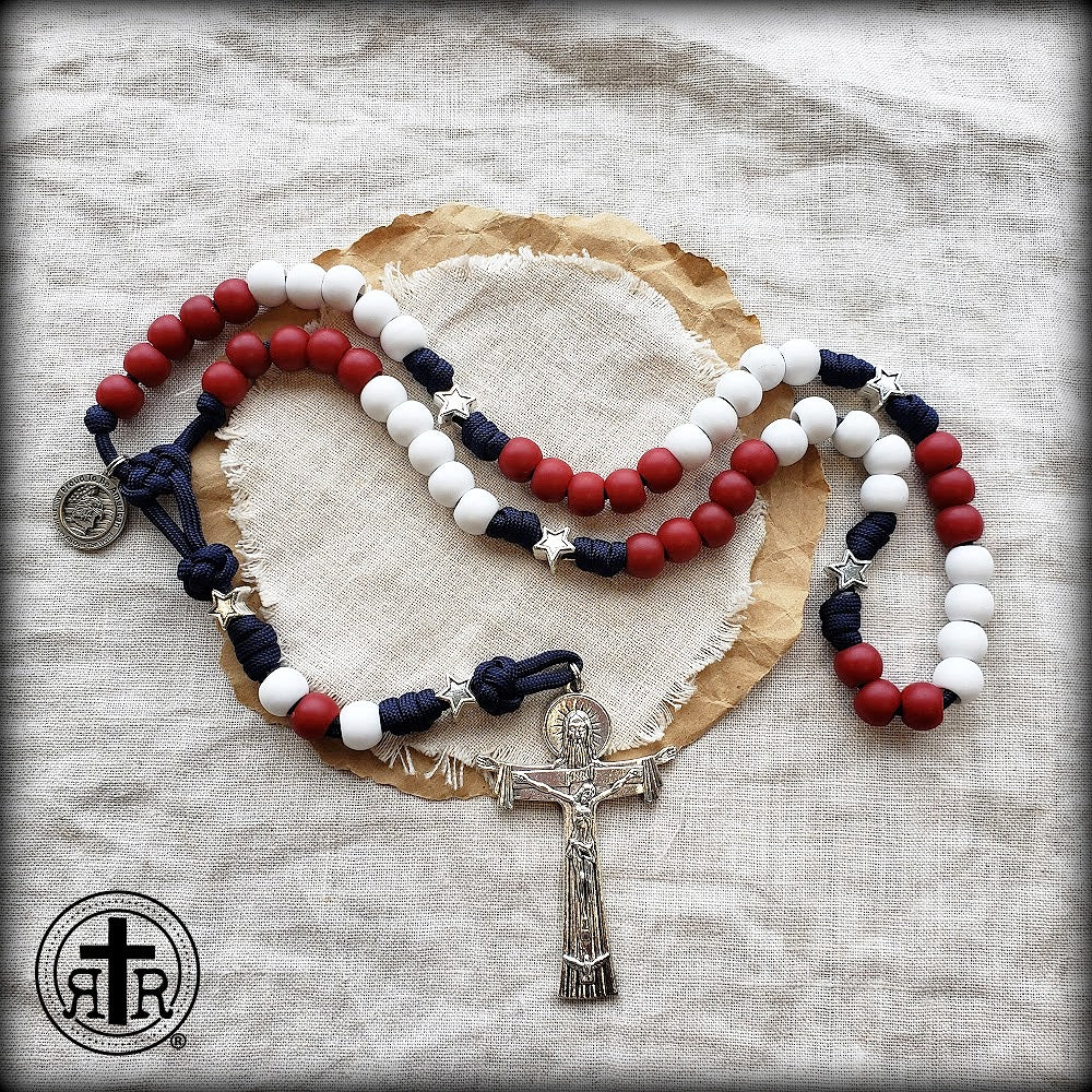 USA Grace and Glory - Red White and Blue Paracord Rosary