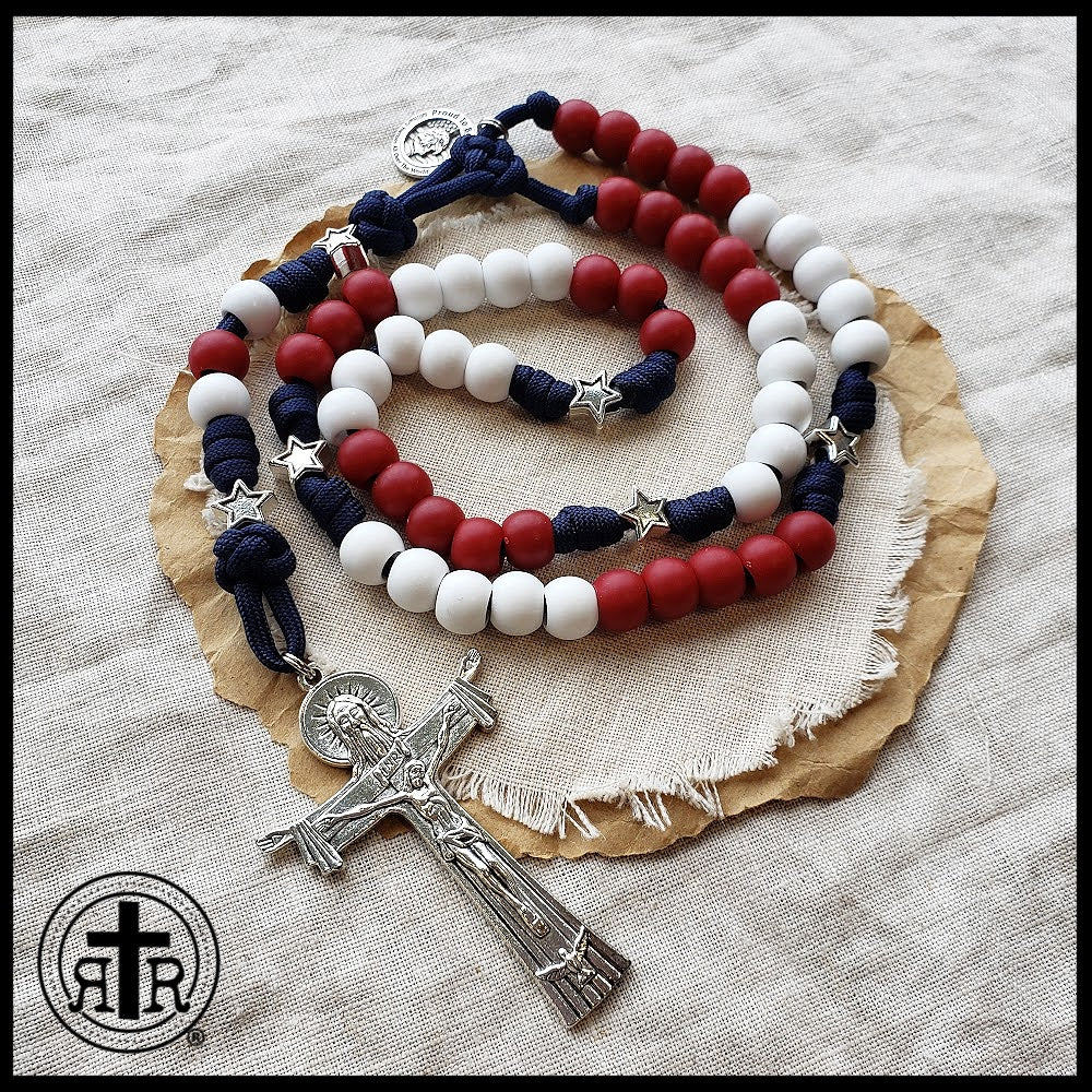 USA Grace and Glory - Red White and Blue Paracord Rosary