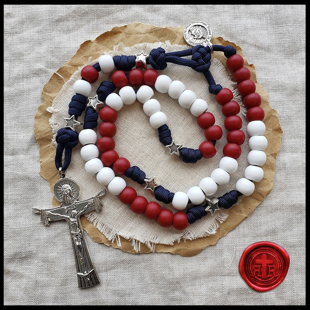 USA Grace and Glory - Red White and Blue Paracord Rosary