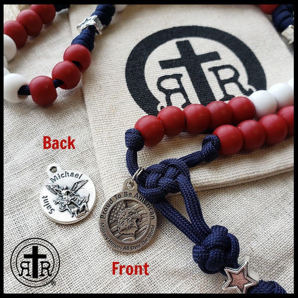 USA Grace and Glory - Red White and Blue Paracord Rosary