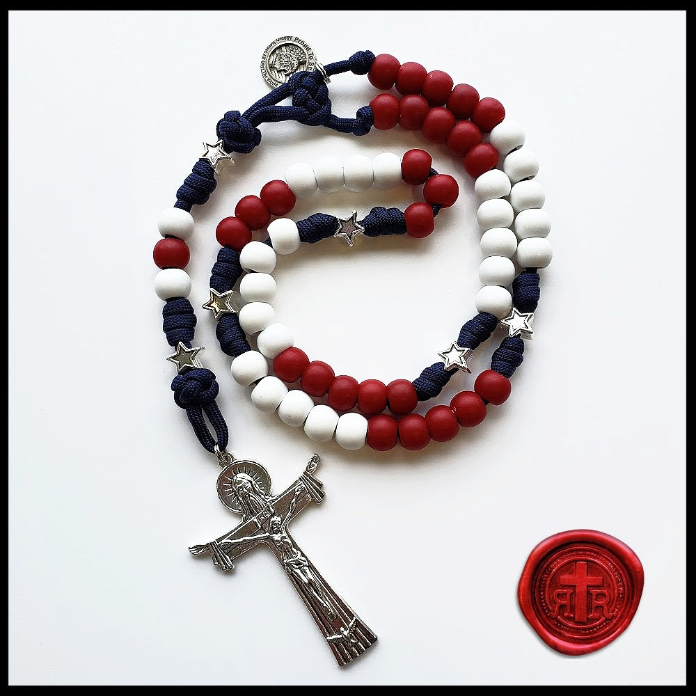 USA Grace and Glory - Red White and Blue Paracord Rosary