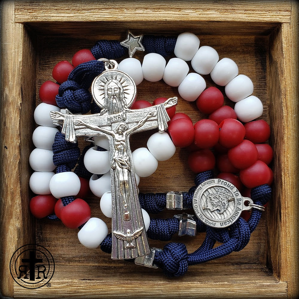 USA Grace and Glory - Red White and Blue Paracord Rosary