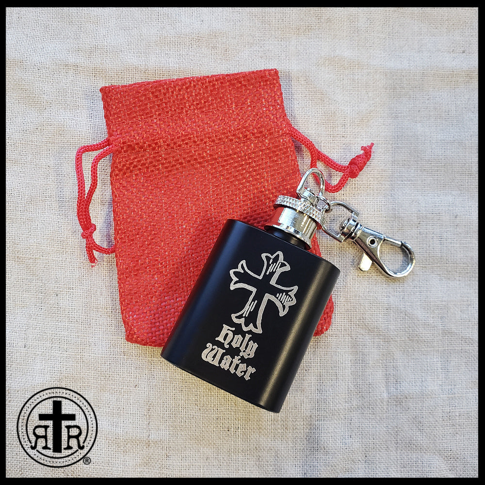 Black Holy Water Flask in Stainless Steel