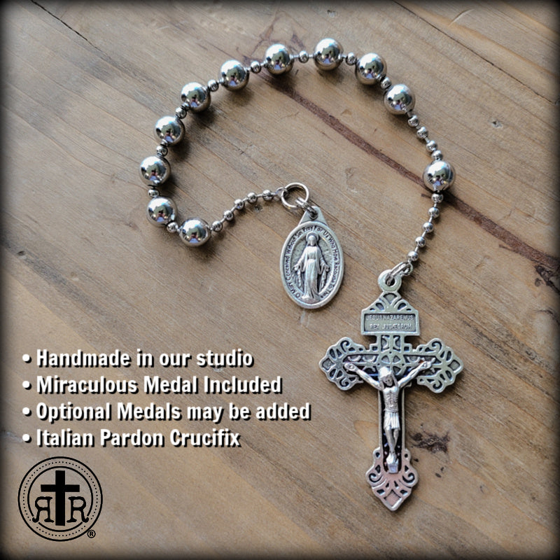 WWI Battle Beads - One Decade Pocket Rosary with Miraculous Medal