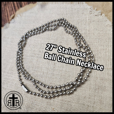Ball Chain 27" in Stainless Steel for Devotional Medals