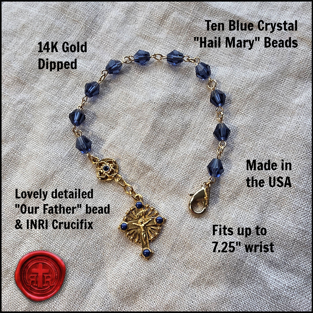 Lovely Gold and Crystal Windows to Heaven Rosary Bracelet